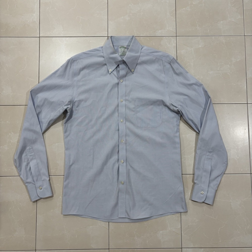Brooks Brothers Milano Dress Shirt Men's 15-34 Blue Plaid  Preppy Ivy Work